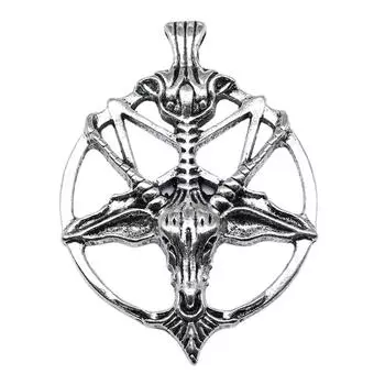 2 шт., Дьявол, Сатана, голова козла, перевернутая пентаграмма, череп, подвески, подвески, античное серебро, цвет цинкового сплава, 46X34 мм