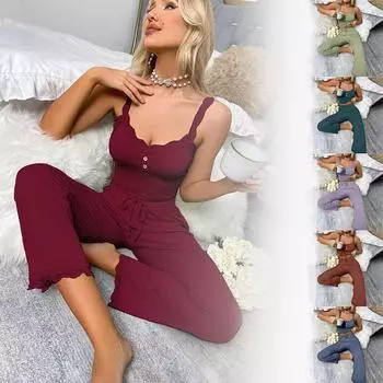 2 шт. дамы сексуальное женское белье кружево шить разрез ночная рубашка длинные брюки пижамный костюм XXXL