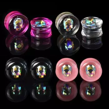 2 шт., датчики туннелей для ушей в виде черепа, двойная расклешенная вилка, акриловые носилки для ушей, расширитель, украшения для тела 8mm розы красного