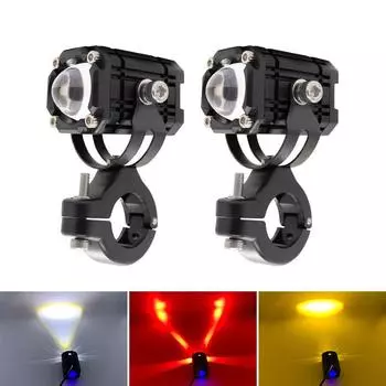 2 шт. DC 12 В-24 В светодиодные противотуманные фары для мотоцикла 6000 лм с кронштейном из нержавеющей стали универсальная фара подходит для мотоцикла, велосипеда, внедорожника