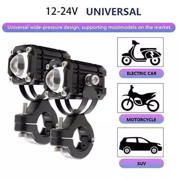 2 шт. DC 12 В-24 В светодиодные противотуманные фары для мотоцикла 6000 лм с кронштейном из нержавеющей стали универсальная фара подходит для мотоцикла, велосипеда, внедорожника