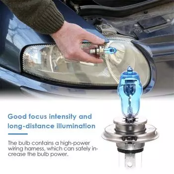 2 шт. DC 12 В H4 100 Вт 6000 К белый свет супер яркий автомобильный HOD галогенные лампы автомобильные передние фары лампы внешние фонари для автомобилей синий