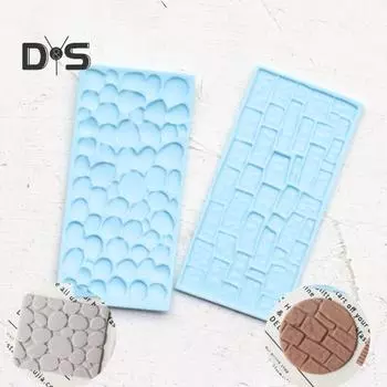 2 шт. декоративная форма для помадки широко используется пластиковая портативная форма для края торта из камня, цветка, коры дерева A синий