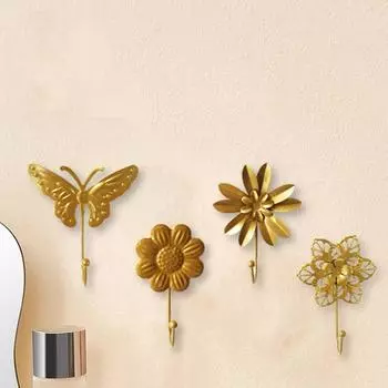 2 шт. Декоративные настенные крючки для цветов, водонепроницаемые золотые настенные украшения для ванной комнаты Style C