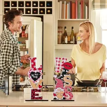 2 шт. День святого Валентина Любовь Деревянный Настольный Знак Романтический Настольный Элемент для Столовой Годовщины Свадьбы