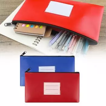 2 шт. Депозитный мешок с застежкой-молнией, кожаные банковские сумки, сумка для хранения денег с этикеткой, денежный мешок 2 PCS ( Red & Blue )