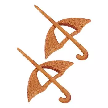 2 шт. Деревянная брошь-булавка в виде зонтика Милая прочная деревянная брошь для свитера, шали, шарфа для украшения