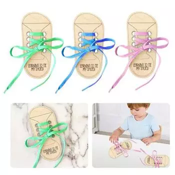 2 шт. деревянная доска для завязывания шнурков, обучающая доска для завязывания шнурков, обучающая игрушка для детей дошкольного возраста, для обучения завязыванию шнурков зелёный