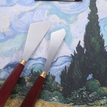 2 шт. деревянная ручка мастихин лезвие из нержавеющей стали ножи для масляной живописи смешивание масляной живописи 2PCS