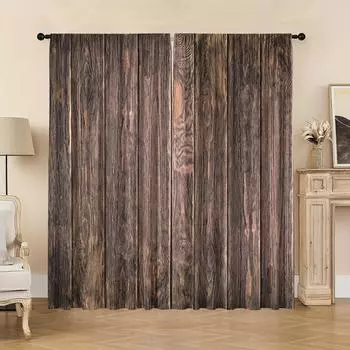 2 шт. Деревянные двери потертые ретро-декоративные шторы 3D цифровые печатные шторы для гостиной офиса домашнего декора новая мода W60xH100(CM)x2pcs&Hook