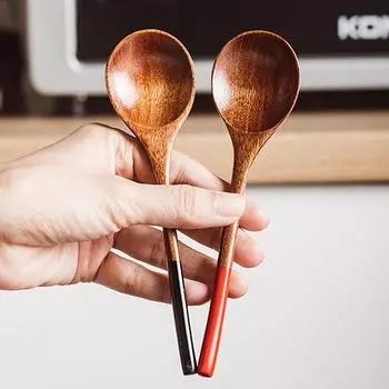 2 шт. Деревянные ложки, чайная ложка из натурального дерева, кофейная ложка, маленькая деревянная ложка для рисового супа, десертная ложка для детей, парные ложки, подарочная посуда