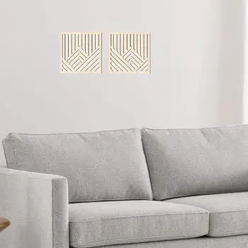 2 шт. Деревянные настенные художественные наклейки с абстрактным орнаментом 7,87 дюйма x 7,87 дюйма декоративные бежевый