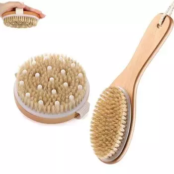 2 шт. деревянные щетки для сухого тела с натуральной щетиной из сизаля, натуральная щетина кабана, косметическая щетка для сухого тела с контурной деревянной эргономичной ручкой Skincare brush