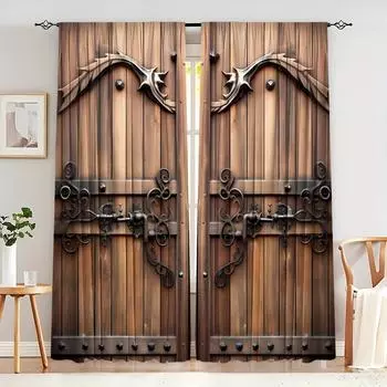 2 шт. Деревянные шторы с узором для двери, декоративные оконные шторы, оконные украшения для спальни, гостиной, домашнего декора, декора комнаты 100W130H(CM)40x51in&rod pocket
