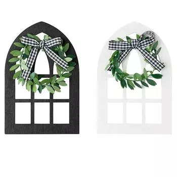 2 шт., деревянный оконный поднос для фермерского дома, многоуровневое украшение, черно-белый клетчатый декор в деревенском стиле, деревянная подставка на весну и лето, демонстрация фото