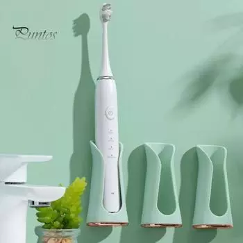 2 шт. держатель для электрических зубных щеток компактный настенный с дренажем легкий доступ силиконовая стойка для хранения зубных щеток розовый/зелёный