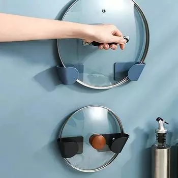 2 шт., держатель для крышки кастрюли, настенный подвесной держатель для крышки кастрюли, пластиковая кухонная стойка для хранения, кухонный органайзер синий