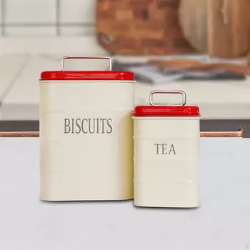 2 шт. держатель для кухонных канистр с крышкой для хранения банок, контейнер для хлеба для прилавка кафе красный