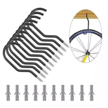 2 шт. держатель для настенной стойки для велосипеда, большие крючки для хранения шоссейных велосипедов, настенное крепление для велосипеда, кронштейны для вешалки для велосипеда, детали для велосипеда чёрный