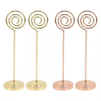 2 шт. держатель для номера стола круглый металлический устойчивый полукруг выпуклый дизайн гальваническая технология фото Rose Gold