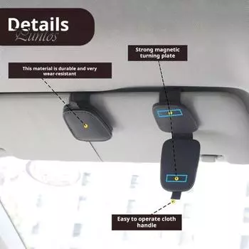 2 шт. держатели для солнцезащитных очков износостойкие универсальные простые в установке магнитные зажимы для солнцезащитных очков на автомобильный козырек серый