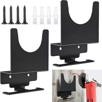 2 шт. держатели для угловой шлифовальной машины с винтами, большая несущая способность, противоскользящая подставка для угловой шлифовальной машины, настенный кронштейн для инструмента, полировальная полка для хранения, угловой резак чёрный