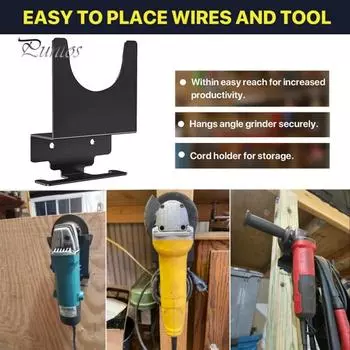 2 шт. держатели для угловой шлифовальной машины с винтами, большая несущая способность, противоскользящая подставка для угловой шлифовальной машины, настенный кронштейн для инструмента, полировальная полка для хранения, угловой резак чёрный