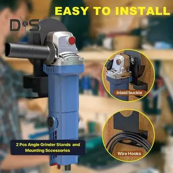 2 шт. держатели для угловой шлифовальной машины с винтами, большая несущая способность, противоскользящая подставка для угловой шлифовальной машины, настенный кронштейн для инструмента, полировальная полка для хранения, угловой резак чёрный
