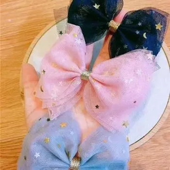 2 шт. Детская двухслойная сетчатая заколка-бантик для волос, боковая заколка для женщин и девочек, модная корейская милая студенческая заколка для волос со звездой, аксессуары для волос one size серый