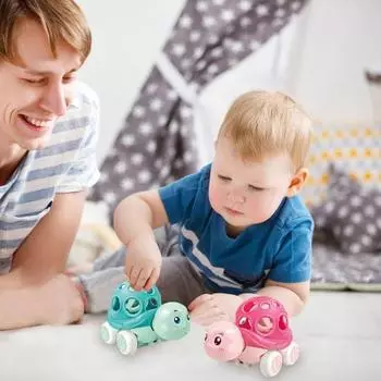 2 шт., детская игрушечная машинка с инерционным приводом, мультяшная черепаха, игрушечный грузовик, обучающая детская модель транспортного средства для малышей, мальчиков и девочек, подарок на вечеринку