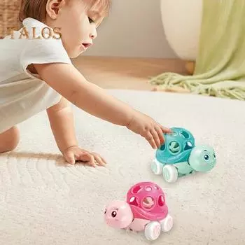 2 шт., детская игрушечная машинка с инерционным приводом, мультяшная черепаха, игрушечный грузовик, обучающая детская модель транспортного средства для малышей, мальчиков и девочек, подарок на вечеринку розовый зеленый