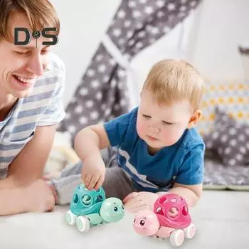 2 шт., детская игрушечная машинка с инерционным приводом, мультяшная черепаха, игрушечный грузовик, обучающая детская модель транспортного средства для малышей, мальчиков и девочек, подарок на вечеринку розовый зеленый