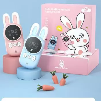 2 шт., детская мини-телефонная рация, детский мультяшный звонок, рация, игрушки, диапазон 3 км, радио UHF, переговорное устройство для мальчиков и девочек, подарки 1 pink 1 blue розовый/синий