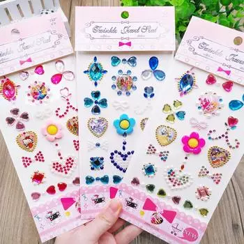 2 шт. Детская поделка 3D Умственный детский рисунок в виде сердца с бриллиантами, ручная работа, наклеенная наклейка DIY