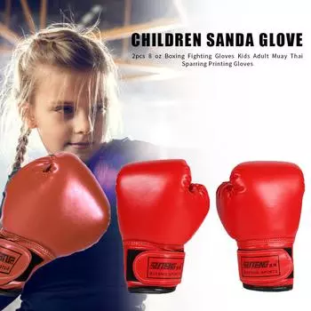 2 шт детские боксерские перчатки кикбоксинг тренировочные перчатки для мальчиков девочек молодежи (красный)