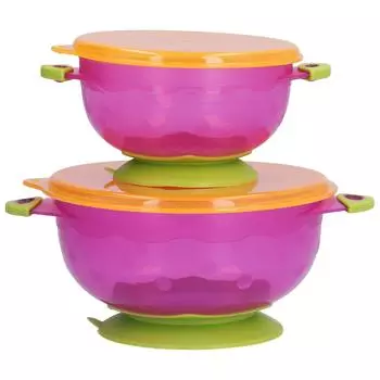 2 шт. детские миски на присосках, миска на присосках с крышками для обучения ребенка самостоятельному кормлению