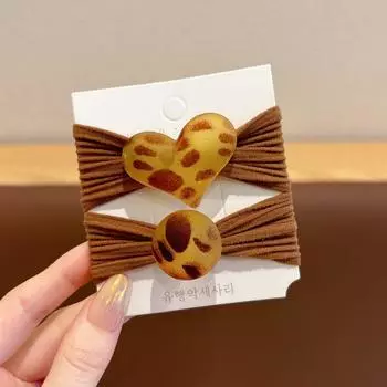 2 шт. детские модные леопардовые круглые резинки для волос для женщин винтажные волосы для хвоста на пальцах ног эластичные аксессуары для волос Size fits all