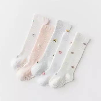 2 шт. детские носки с эластичной манжетой выше колена, тонкие нескользящие хлопковые сетчатые чулки с полыми трубками, аксессуары M светло-желтого