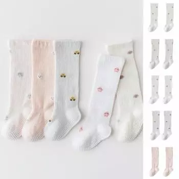 2 шт. детские носки с эластичной манжетой выше колена, тонкие нескользящие, повседневная одежда, хлопковая сетка, полые чулки-трубы, летние аксессуары M светло-желтого