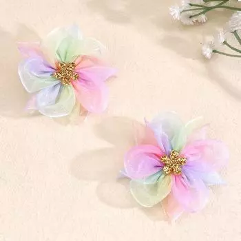 2 шт. Детские заколки для волос с цветами, Фантазийная сетчатая бабочка, Головной убор, Милые принцессные карточки для волос, Аксессуары для волос