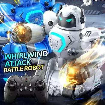 2 шт. детский игрушечный робот с дистанционным управлением для 2 игроков, битва, бокс, футбол, пресс-игра, запуск, для малышей, интерактивный электрический 2,4 ГГц RC-робот, игрушка