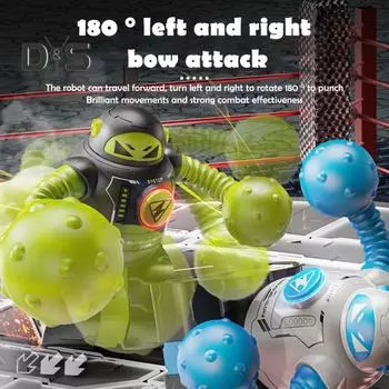 2 шт., детский робот с дистанционным управлением, игрушка для бокса на 2 игрока, катапультирующийся робот, игрушка для малышей, интерактивная электрическая игрушка-робот с частотой 2,4 ГГц и светодиодным светом и звуком 2pcs