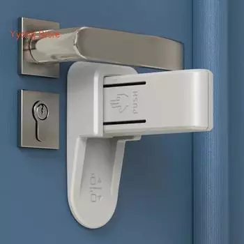 2 шт., детский замок с дверным рычагом, самоклеящийся, с одной рукой, складной на 90 градусов, для открытия, предотвращает открытие дверей, детский замок с дверной ручкой, товары для дома серый