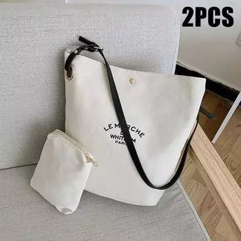 2 шт./Диагональная сумка-тоут, холщовая сумка, женская сумка через плечо, женская большая сумка, холщовая сумка чёрный