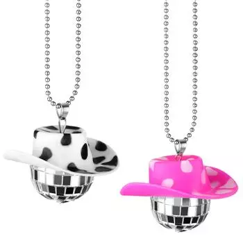 2 шт. диско-шар автомобиль подвесное украшение ковбойская шляпа диско-шар напечатанный диско-шар 2pcs