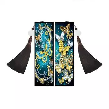 2 шт. DIY 5D Алмазная картина Закладка Искусство Специальная форма Алмазная кожа Кисточка Закладки для книг Мозаика Вышивка крестом Подарок