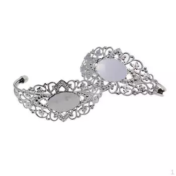 2 шт. DIY филигранные цветочные браслеты браслет с пустым основанием овальные кабошоны подвески безель лоток установка серебряный