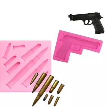 2 шт. DIY пистолет в форме пули, помадка, мыло, 3D силиконовая форма для торта, кекс, желе, конфеты, шоколадные украшения, инструменты для выпечки, формы