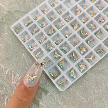 2 шт. дизайн ногтей Бабочка Рыцарь Стразы Сетка Красный Стерео с заостренной нижней частью Кристалл Белый Розовый Аврора Украшение для ногтей в форме белый