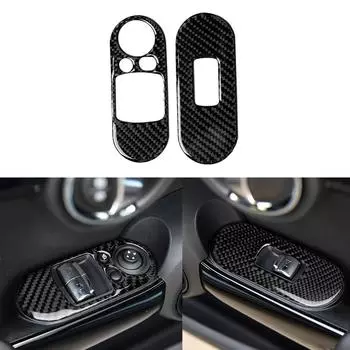 2 шт. для BMW MINI Cooper S 3DR F56 карбоновое волокно дверное стекло стеклоподъемник переключатель управления панель крышка отделка аксессуары для салона автомобиля чёрный